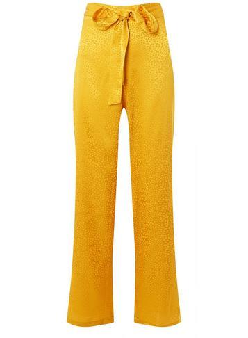 Dorothy Perkins Yellow Belted Jacquard Palazzo Trousers
