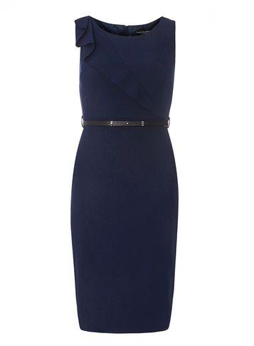 Dorothy Perkins Navy Ruffle Bodycon Dress