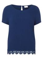 Dorothy Perkins *vila Navy Lace Trim Top