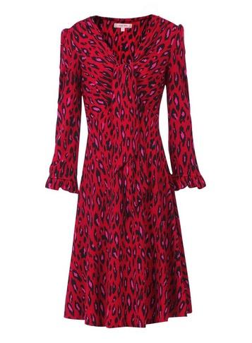 *jolie Moi Red Leopard Print Tie Front Skater Dress