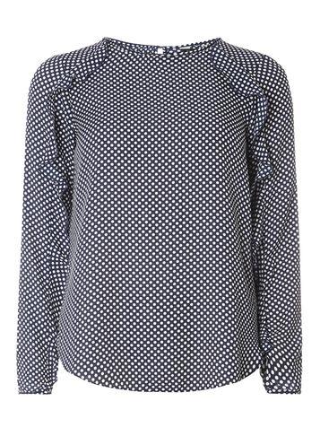 Dorothy Perkins Blue Spot Ruffle T-shirt