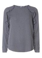 Dorothy Perkins Blue Spot Ruffle T-shirt
