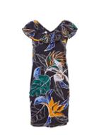 Dorothy Perkins Black Tropical Print Frill Shift Dress
