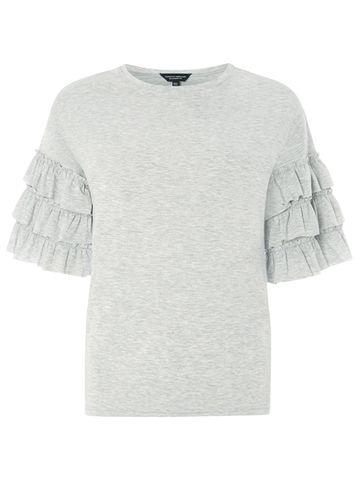 Dorothy Perkins Grey Ruffle Sleeve Top