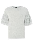 Dorothy Perkins Grey Ruffle Sleeve Top