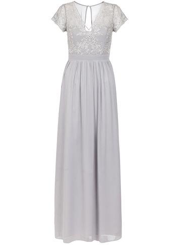 Dorothy Perkins *quiz Grey Embroidered Chiffon Maxi Dress