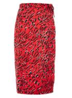 *quiz Red Satin Animal Print Wrap Skirt