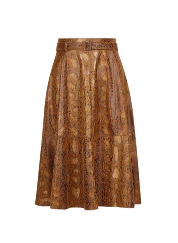 *vila Brown Snake Print Midi Skirt