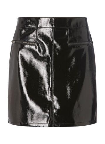 Dorothy Perkins Black Vinyl Zip Mini Skirt