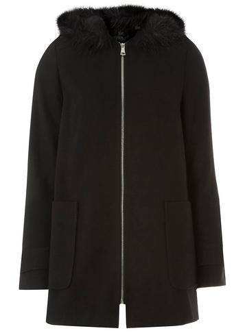 Dorothy Perkins Black Hooded Duffle Coat