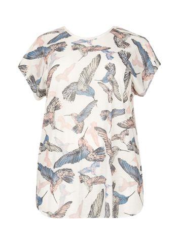 Dorothy Perkins *blue Vanilla Curve Multi White Bird T-shirt