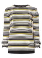 Dorothy Perkins Yellow Striped Frill Sleeve Jumper