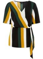 Dorothy Perkins Green Striped Short Sleeve Top