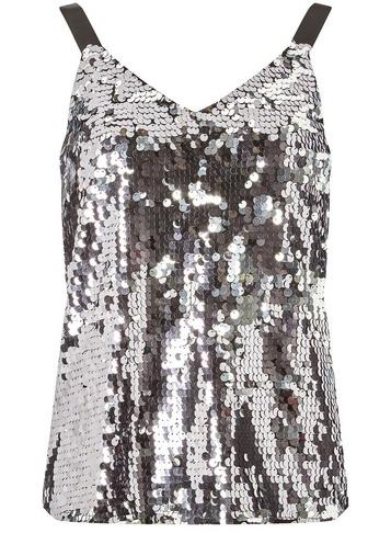 Dorothy Perkins Petite Gunmetal Sequin Camisole Top