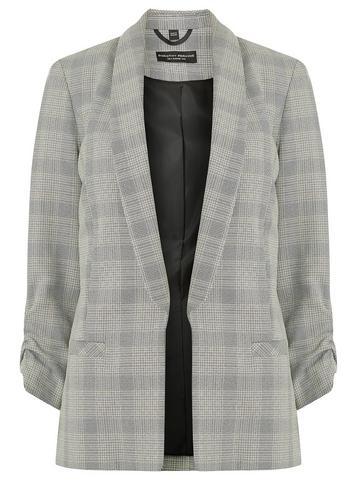 Dorothy Perkins Black Check Ruched Sleeve Jacket