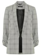 Dorothy Perkins Black Check Ruched Sleeve Jacket