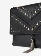 Dorothy Perkins Black Studded Tassel Clutch Bag