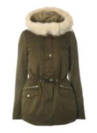 Dorothy Perkins *tall Olive Green Faux Fur Parka Coat