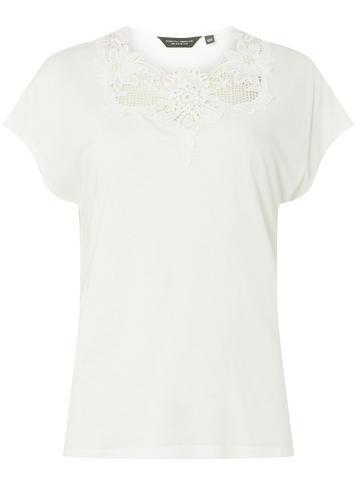 Dorothy Perkins Ivory Lace Yoke T-shirt