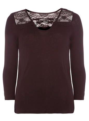 Dorothy Perkins Raisin Lace Tie Front Top