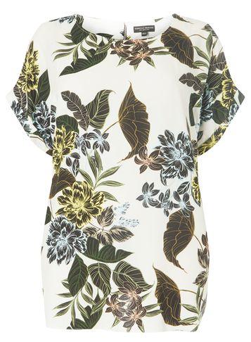 Dorothy Perkins *dp Curve Ivory Tropical Print Soft Tee
