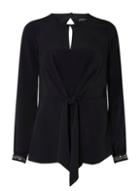 Dorothy Perkins Black Tie Front Long Sleeve Top