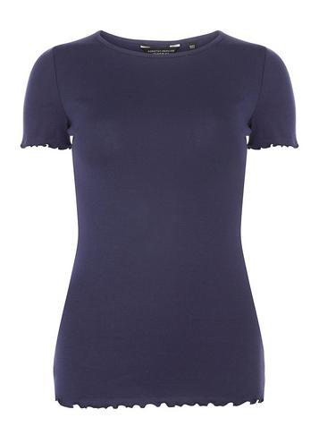 Dorothy Perkins Navy Lettuce Edge T-shirt