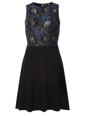Dorothy Perkins Blue And Black Skater Dress