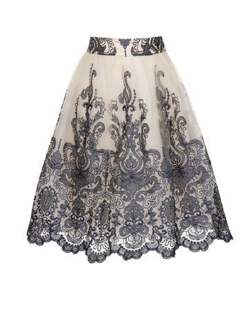 Dorothy Perkins * Chi Chi London Blue Embroidered Midi Skirt