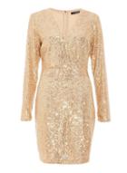 *quiz Gold Sequin Wrap Front Mini Dress