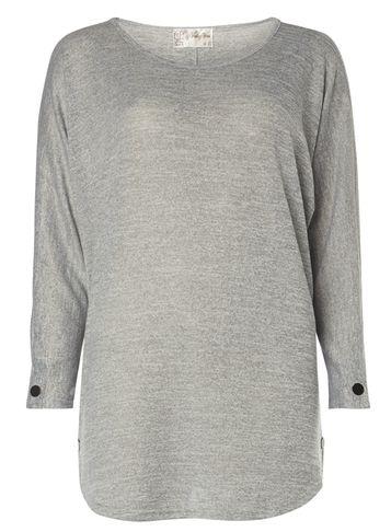 Dorothy Perkins *voulez Vous Grey Button Batwing Top