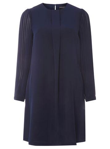 Dorothy Perkins Navy Pleat Sleeve Shift Dress