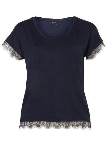 Dorothy Perkins *vila Navy Lace Trim T-shirt