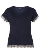Dorothy Perkins *vila Navy Lace Trim T-shirt