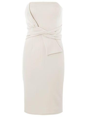Dorothy Perkins Taupe Tie Front Bandeau Bodycon Dress