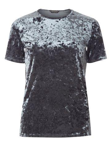 Dorothy Perkins Grey Crushed Velour T-shirt