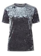 Dorothy Perkins Grey Crushed Velour T-shirt