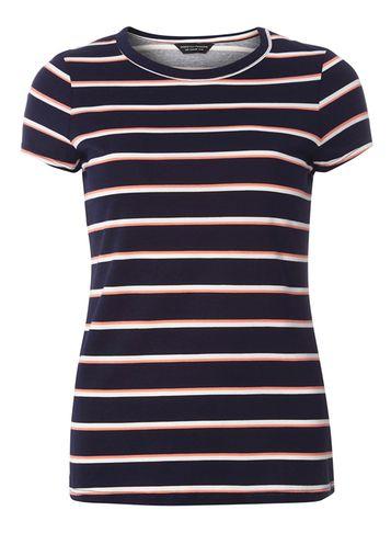 Dorothy Perkins Navy And Coral Stripe T-shirt