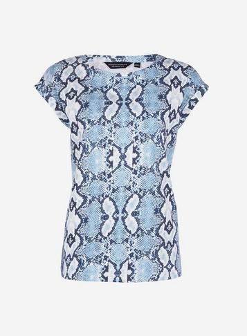 Dorothy Perkins Blue Snake Print Roll Sleeve T-shirt