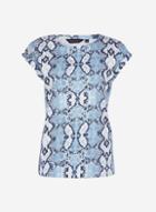 Dorothy Perkins Blue Snake Print Roll Sleeve T-shirt