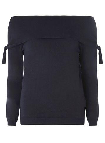 Dorothy Perkins Navy Tie Bardot Jumper