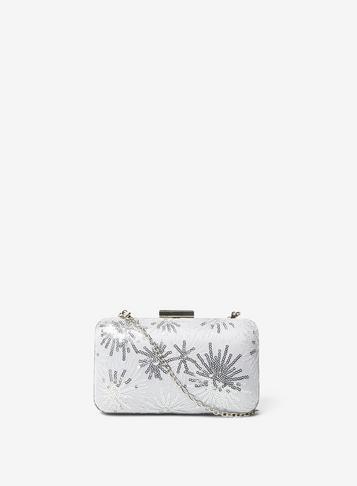 Dorothy Perkins Silver Sequin Lace Box Clutch Bag