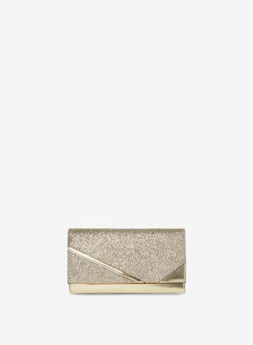 Dorothy Perkins Gold Metal Bar Panel Clutch Bag