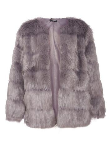 Dorothy Perkins *quiz Grey Faux Fur Panel Jacket