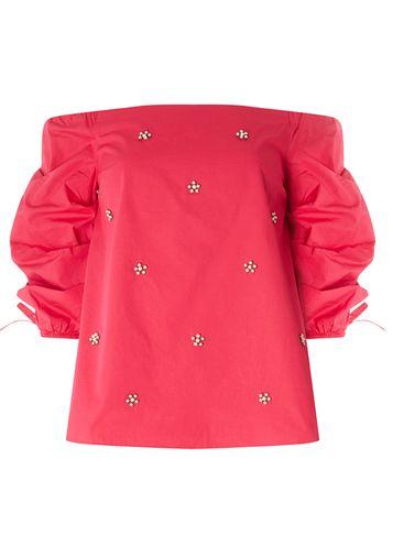 Dorothy Perkins Hot Pink Pearl Detail Bardot Top