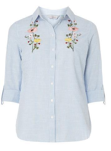 Dorothy Perkins Petite Striped Embroidered Shirt