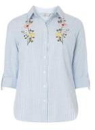 Dorothy Perkins Petite Striped Embroidered Shirt