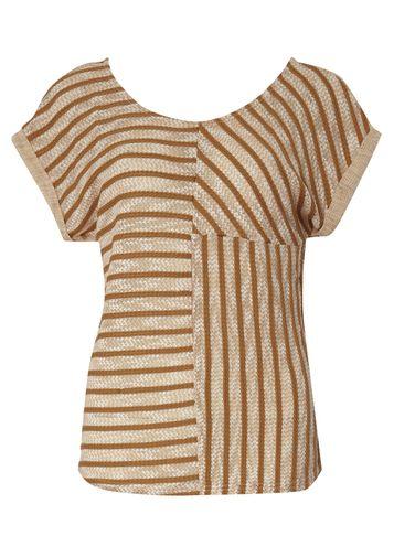 Dorothy Perkins *izabel London Beige Contrast Stripe Top