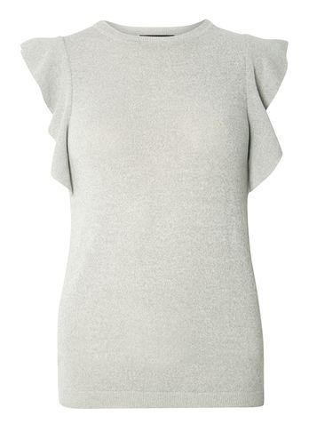 Dorothy Perkins Grey Knitted Frill Sleeve T-shirt