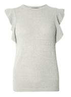 Dorothy Perkins Grey Knitted Frill Sleeve T-shirt